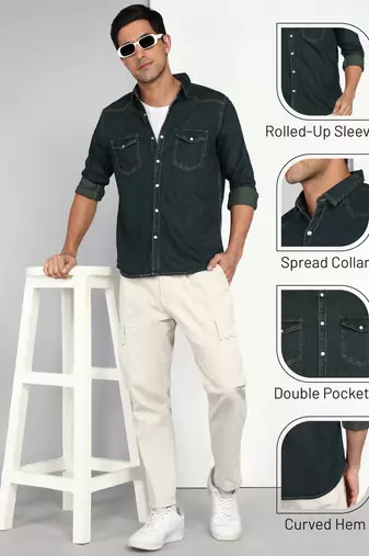 Men's denim casual shirt | double pocket shirt for men