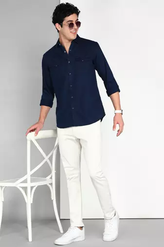 Men's denim casual shirt | double pocket shirt for men