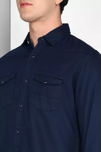 Men's denim casual shirt | double pocket shirt for men