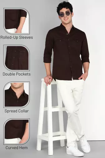 Men's denim casual shirt | double pocket shirt for men