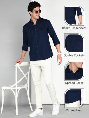 Men's denim casual shirt | double pocket shirt for men 5