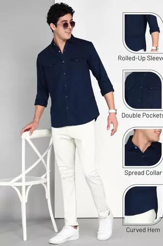Men's denim casual shirt | double pocket shirt for men