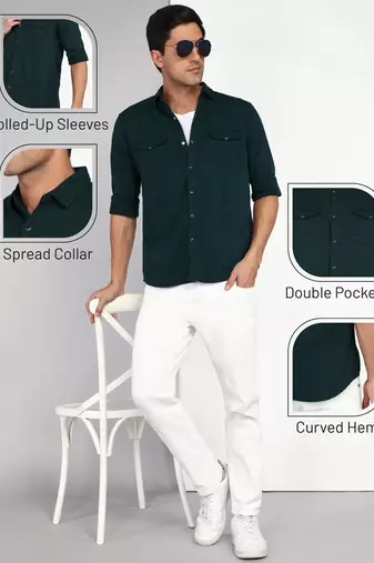 Men's denim casual shirt | double pocket shirt for men