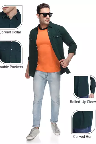 Men's denim casual shirt | double pocket shirt for men