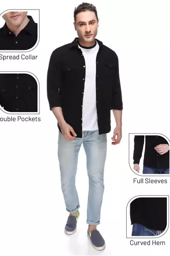 Men's denim casual shirt | double pocket shirt for men