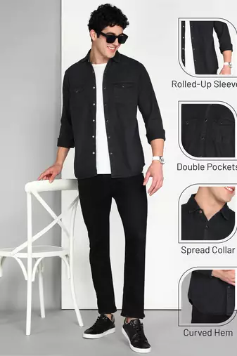 Men's denim casual shirt | double pocket shirt for men