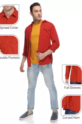 Men's denim casual shirt | double pocket shirt for men