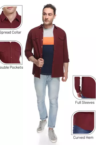 Men's denim casual shirt | double pocket shirt for men