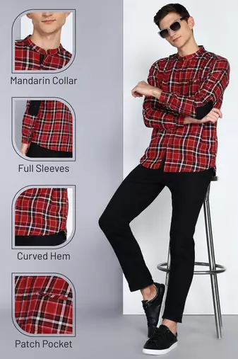 Kuons avenue men's cotton casual checks shirt