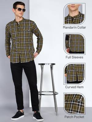 Kuons avenue men's cotton casual checks shirt 5