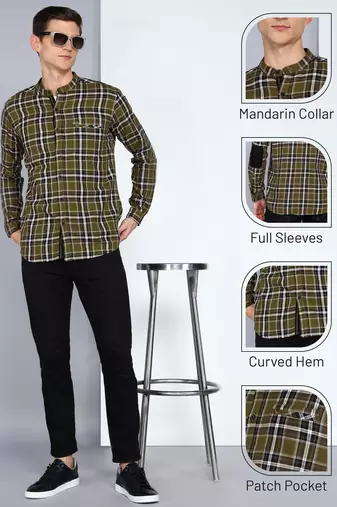 Kuons avenue men's cotton casual checks shirt