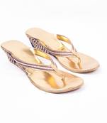 Golden  Peacock  Blue Work Wedges
