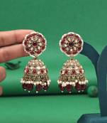 Maroon color kundan earrings