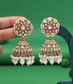 Gold color kundan earrings
