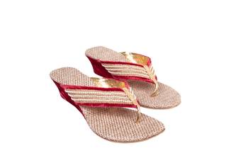 Red Velvet Pearl Wedges 1