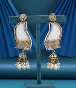 White color mother of pearl kundan earrings