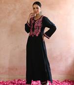 Black chikankari rayon stitched ethnic-suits