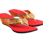 Rich Red & Orange Gotta Patti Work  Wdges