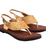 Glossy Golden Sequine Brown Sandle
