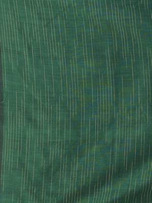 Green cotton handspun soft saree with pompom 4