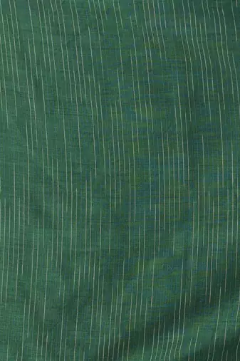 Green cotton handspun soft saree with pompom