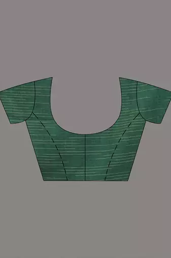 Green cotton handspun soft saree with pompom