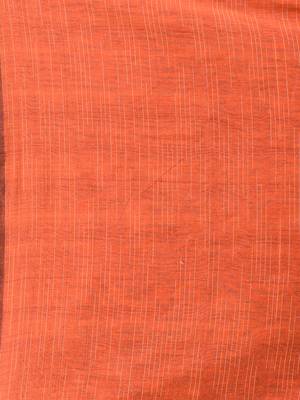 Orange cotton handspun soft saree with pompom 4