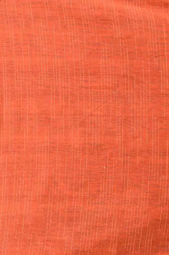 Orange cotton handspun soft saree with pompom