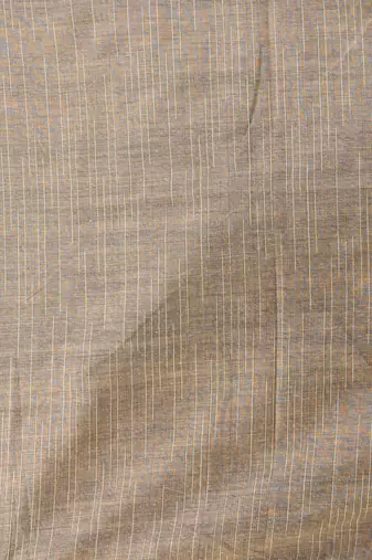 Beige cotton handspun soft saree with pompom