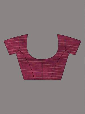 Black cotton handspun soft saree with contrast magenta pallu 5