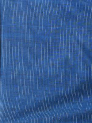 Sapphire blue cotton handspun soft saree with pompom 4