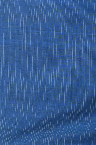 Sapphire blue cotton handspun soft saree with pompom
