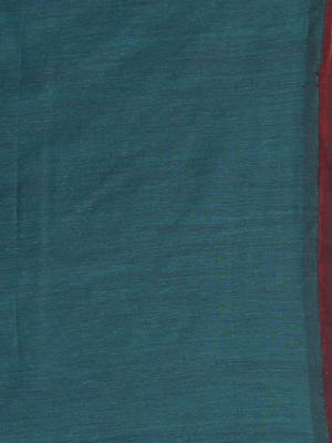Teal, green and maroon cotton soft saree with pompom 4