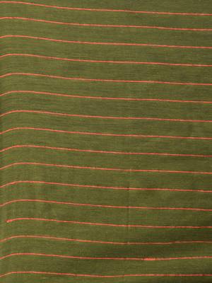Green cotton soft saree with stripe pattern 4