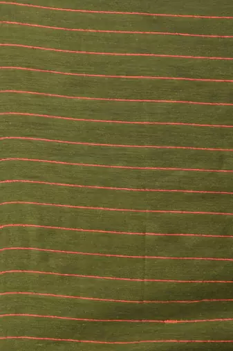 Green cotton soft saree with stripe pattern