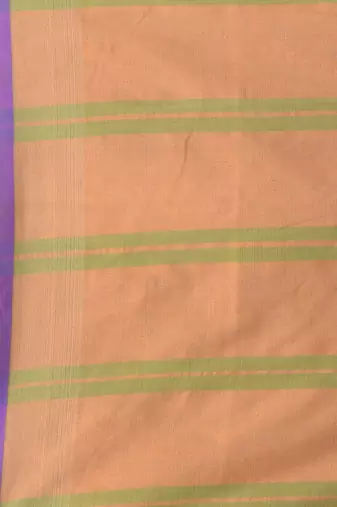 Beige cotton soft saree with stripe pattern