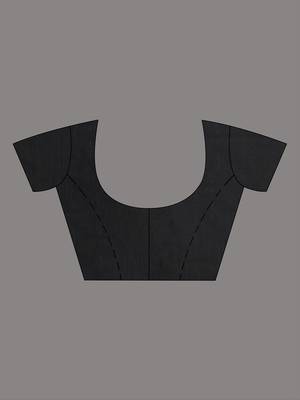 Black cotton soft saree with solid pattern 5