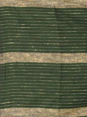 Green cotton soft saree with solid pattern 4