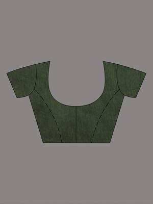 Green cotton soft saree with solid pattern 5