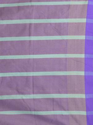 Ecru cotton soft saree with solid pattern 4