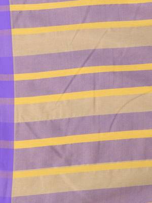 Beige cotton soft saree with stripe pattern 4