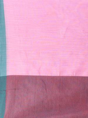 Pink cotton soft saree with solid pattern 4