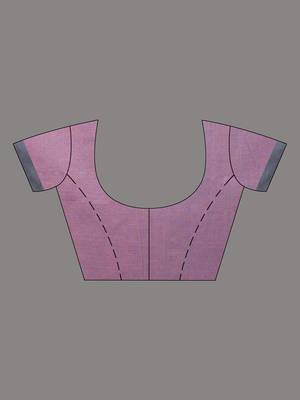Pink cotton soft saree with solid pattern 5