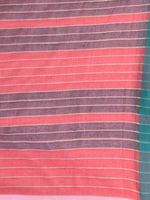 Pink cotton soft saree with solid pattern 4