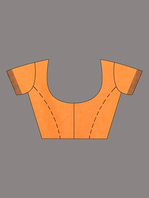 Orange cotton soft saree with stripe pattern 5