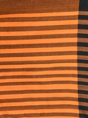 Orange cotton soft saree with solid pattern 4