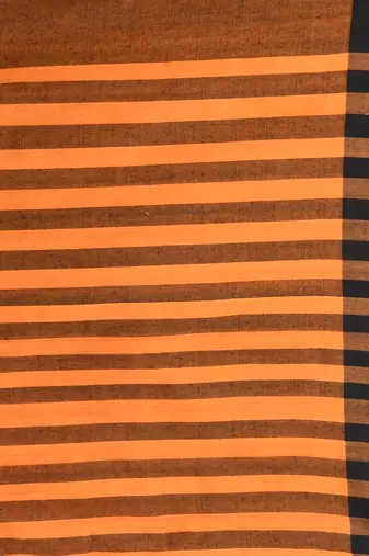 Orange cotton soft saree with solid pattern