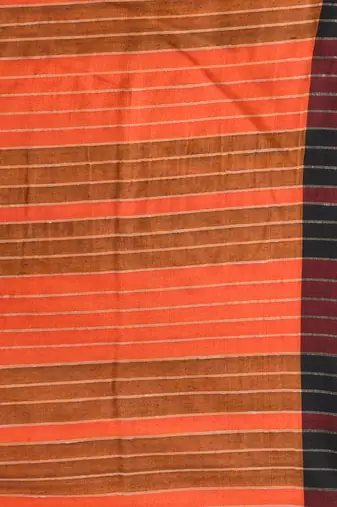 Orange cotton soft saree with solid pattern