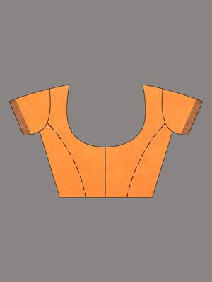 Orange cotton soft saree with solid pattern 5