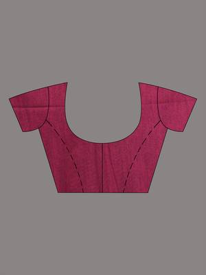 Magenta cotton soft saree with solid pattern 5